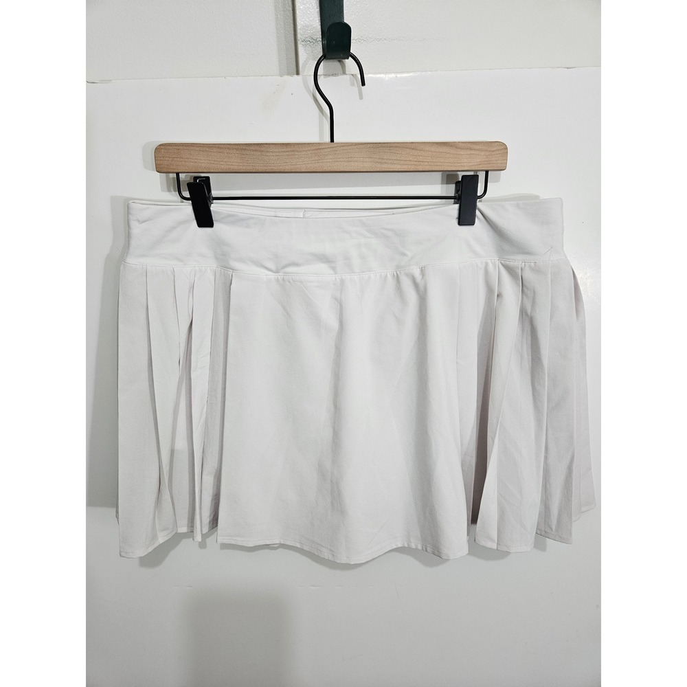 Lululemon White Pleated Tennis Skort Womens 14 Athletic Golf Skirt Built-in Shor